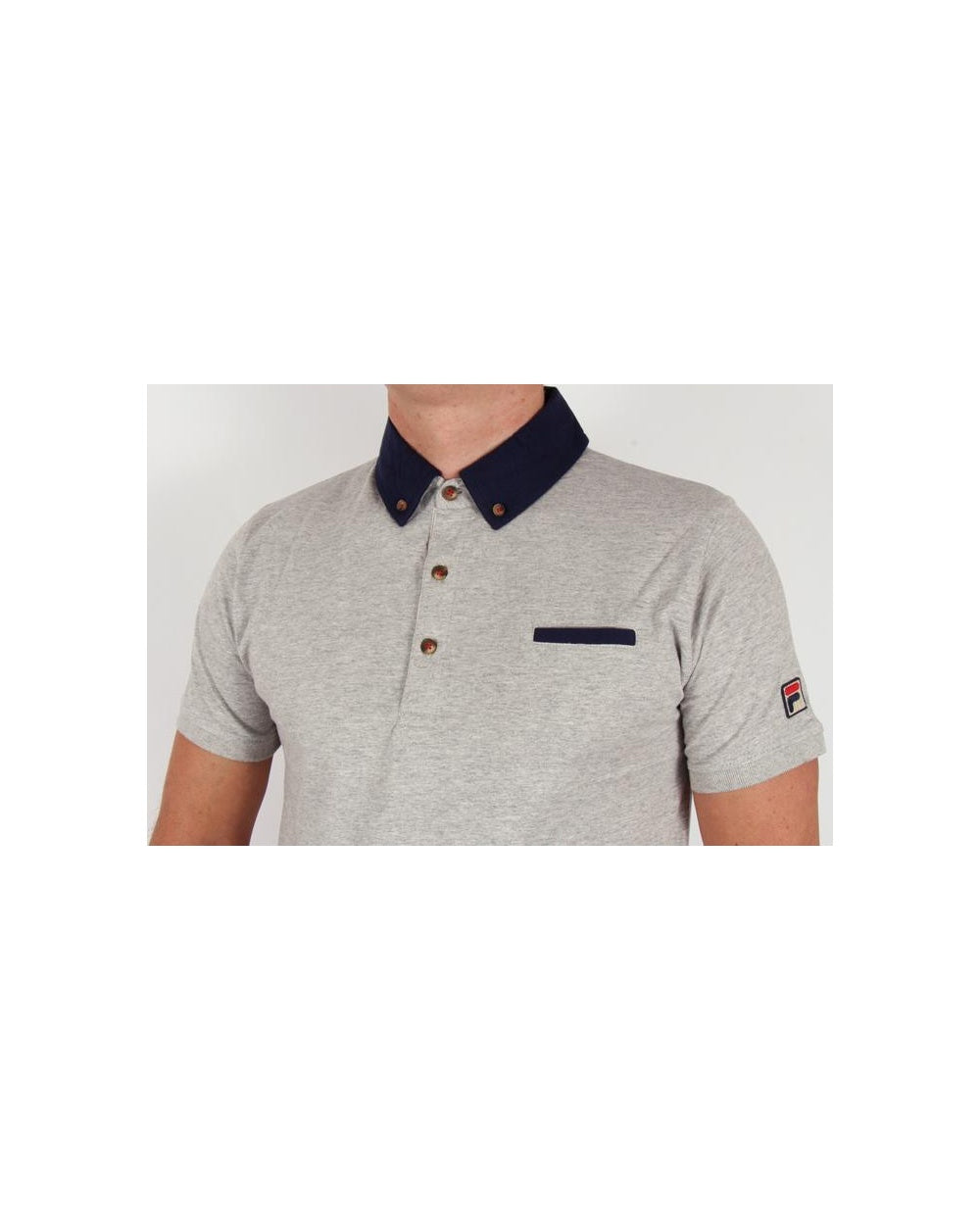Fila Vintage Barazze Polo Shirt Grey Marl