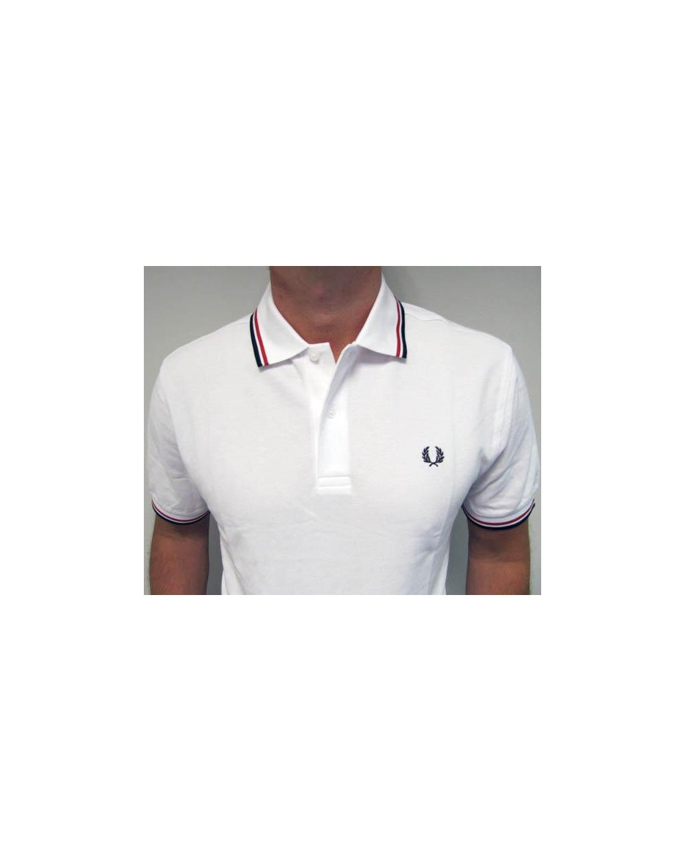 Fred Perry Twin Tipped Polo Shirt White/Red/Navy