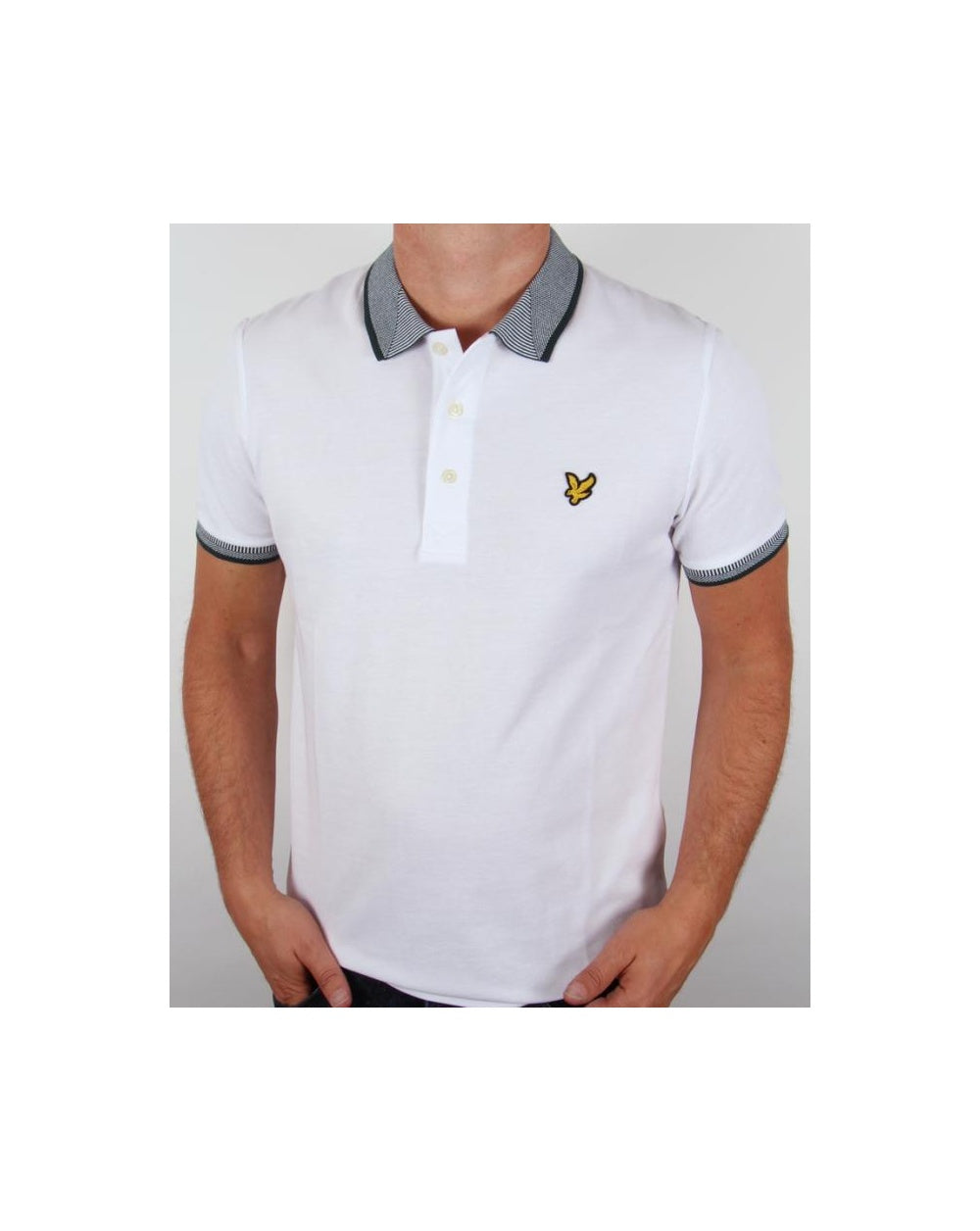 Lyle And Scott Oxford Jacquard Collar Polo Shirt White