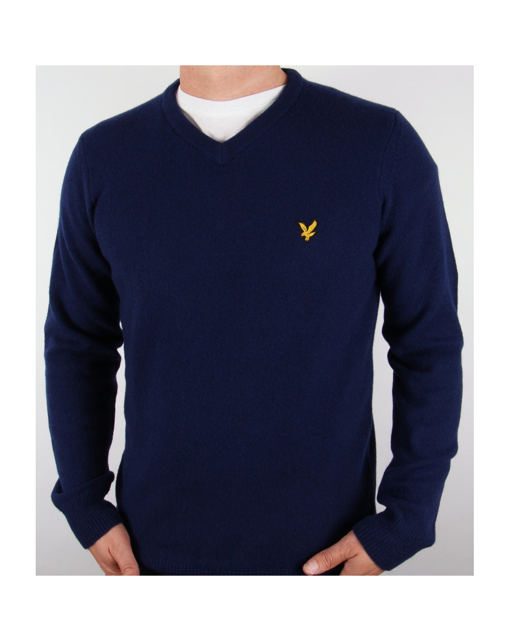 Lyle And Scott Lambswool V Neck Jumper Admiral Blue