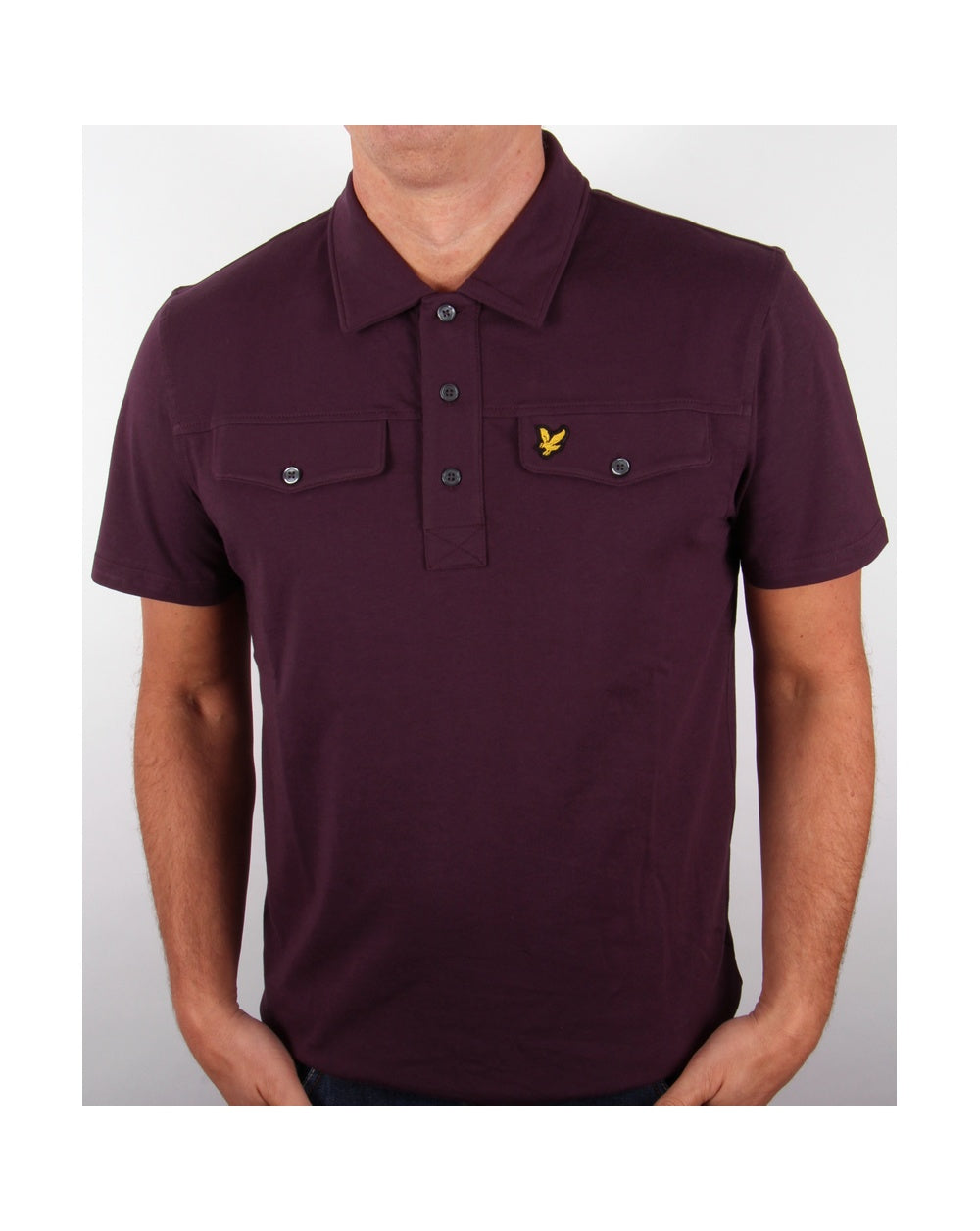 Lyle And Scott Mock Pocket S/s Polo Shirt Deep Plum