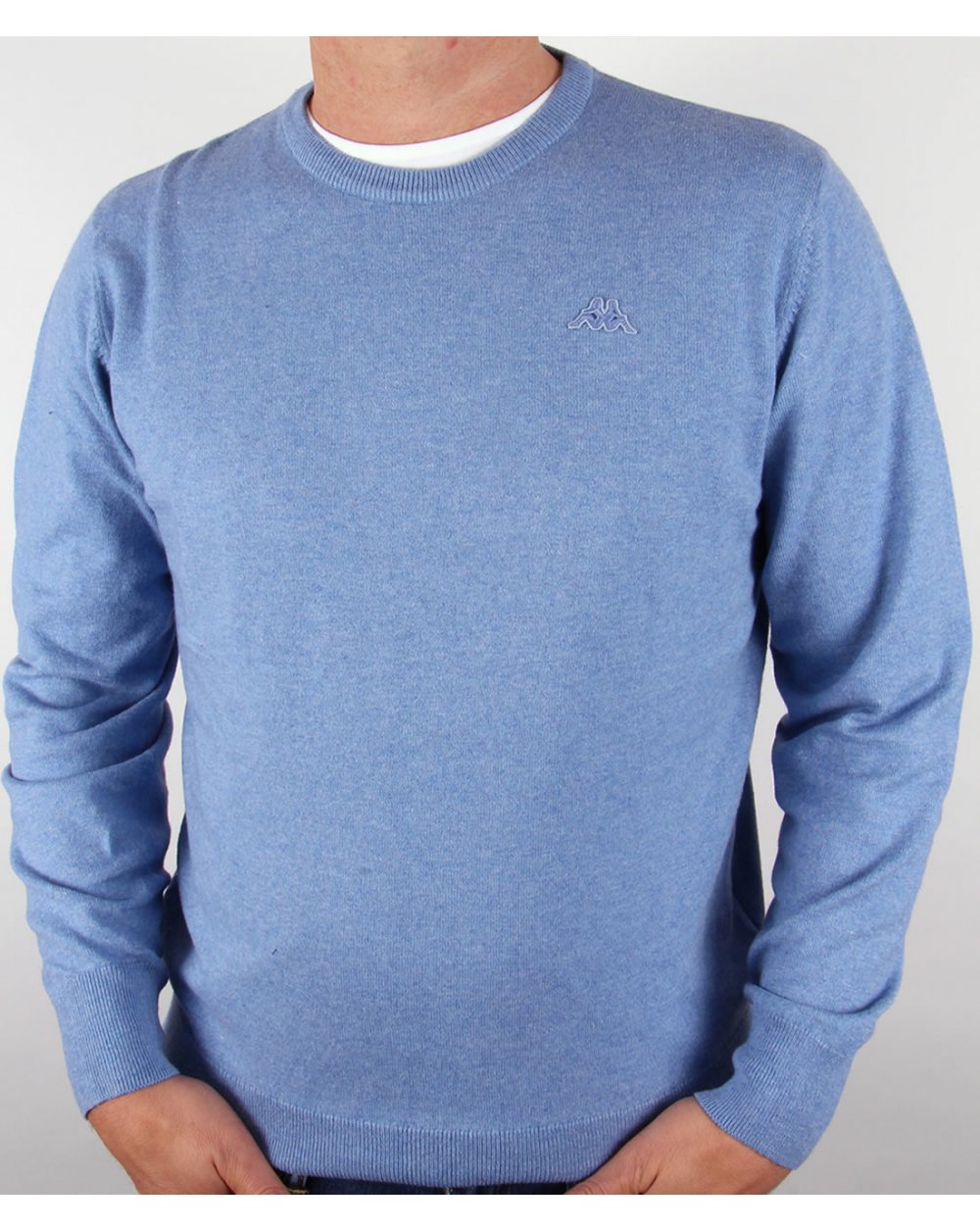 Robe Di Kappa Cotton Cashmere Crew Neck Jumper Mid Blue