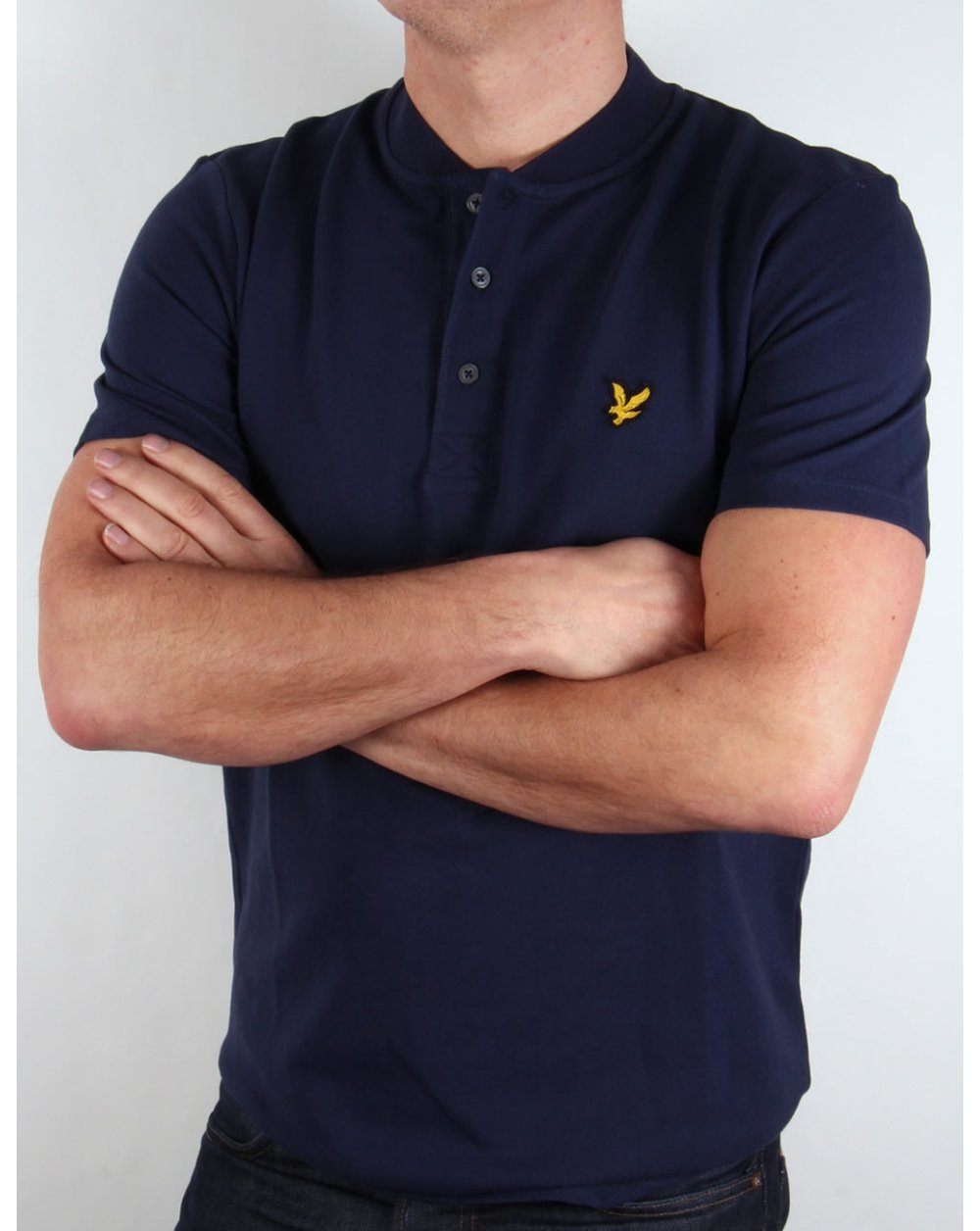 Lyle And Scott Bomber Collar Polo Shirt Navy Blue