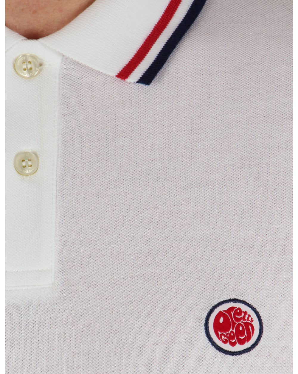 Pretty Green Tipped Long Sleeve Polo Shirt White