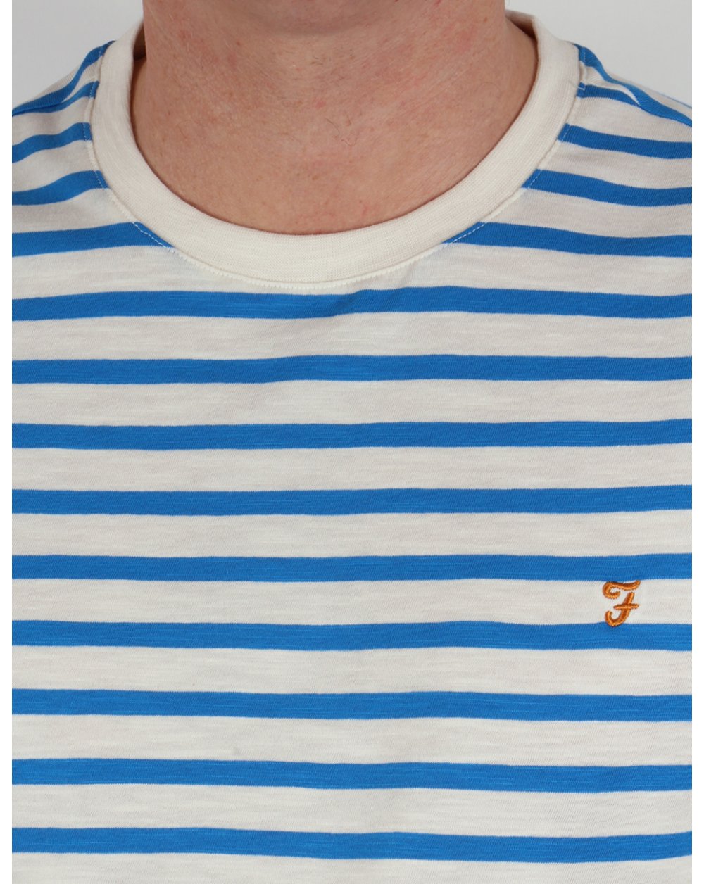 Farah Gieger Striped T-shirt White/Royal Blue