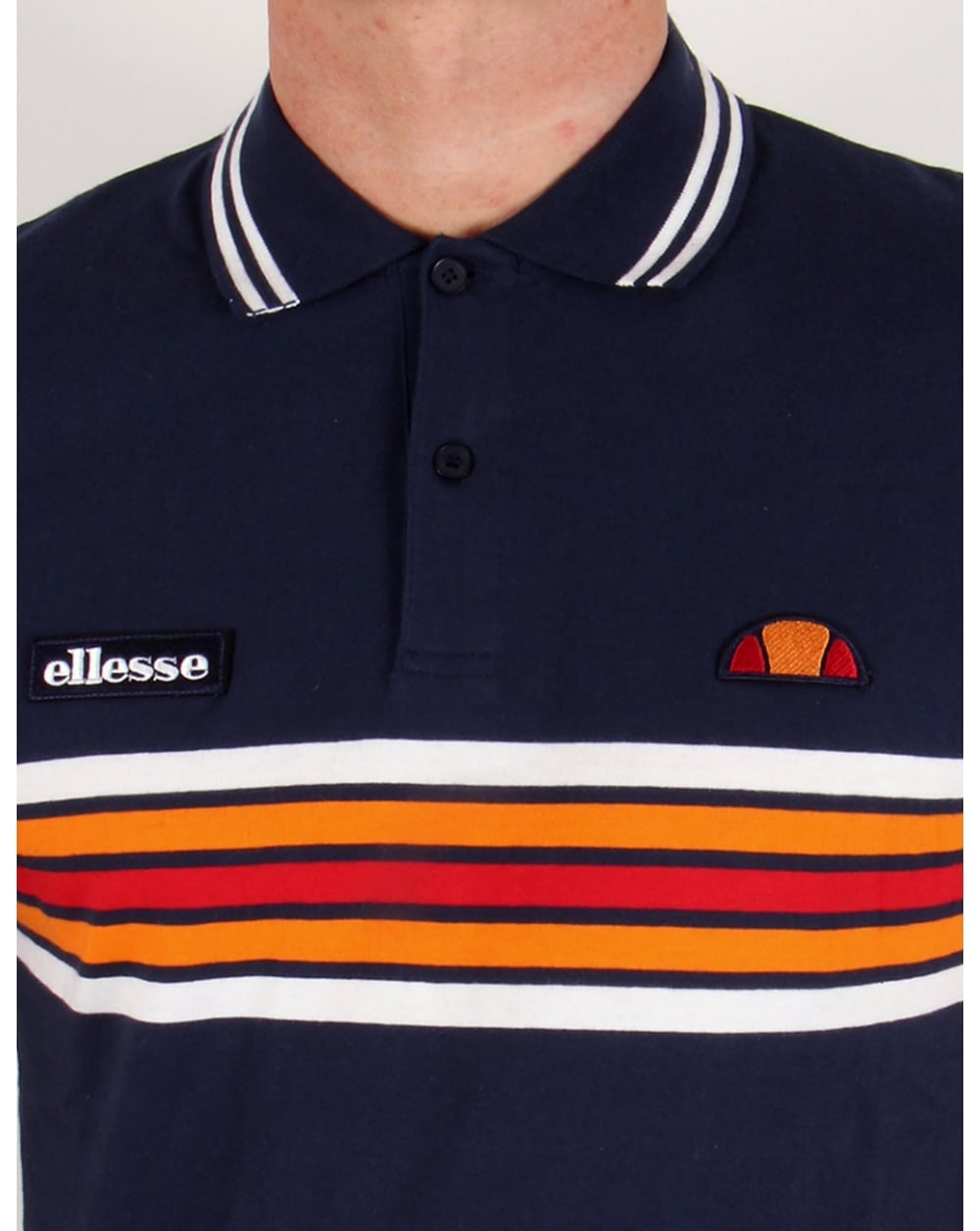 Ellesse Elite Striped Polo Shirt Navy