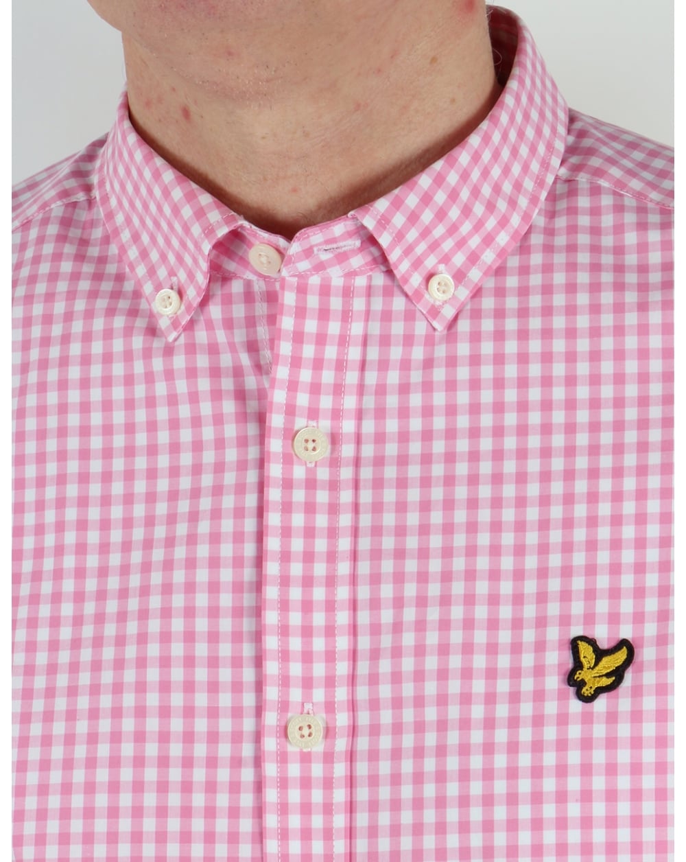 Lyle And Scott Short Sleeve Gingham Check Shirt Summer Pink