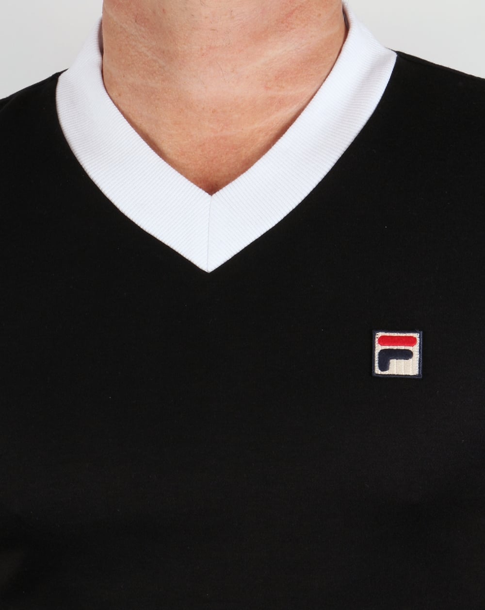 Fila Vintage Carrack V Neck T-shirt Black/White