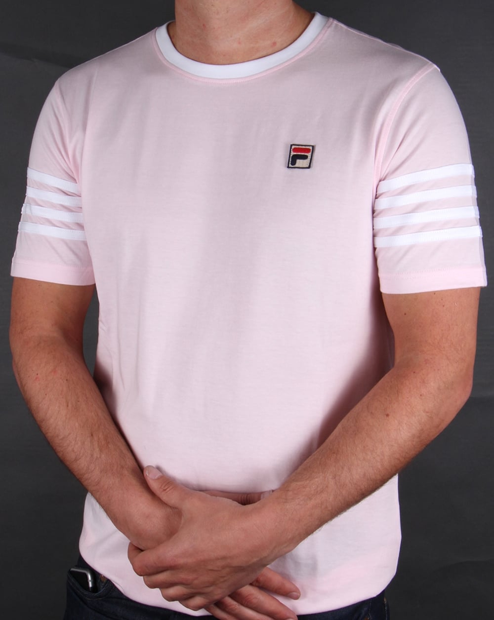 Fila Vintage 4 Stripe Ringer T-shirt Pink/White