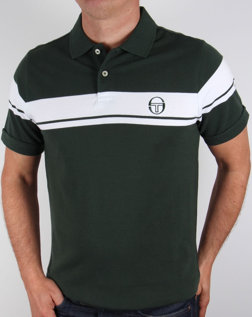 Sergio Tacchini Young Line Polo Shirt Forest Green/White