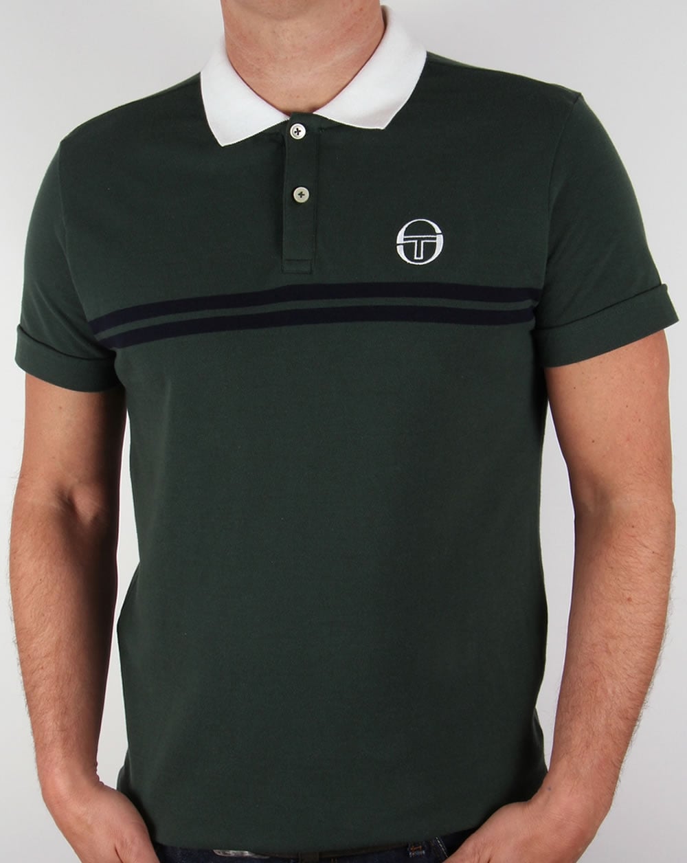 Sergio Tacchini Super Mac Polo Shirt Forest Green/White