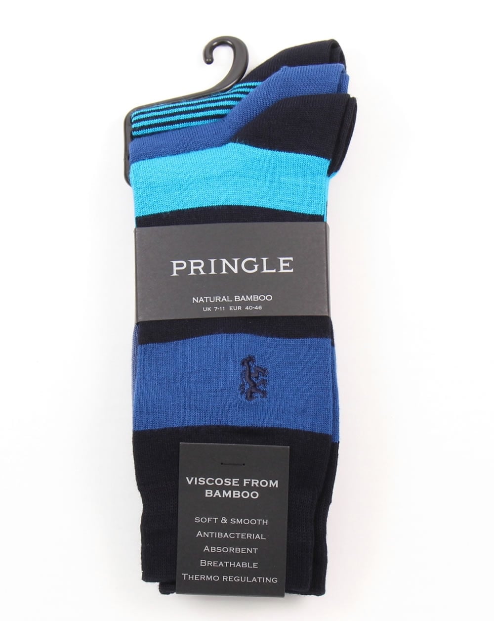 Pringle Bamboo Wide Stripe Socks Navy/Blue