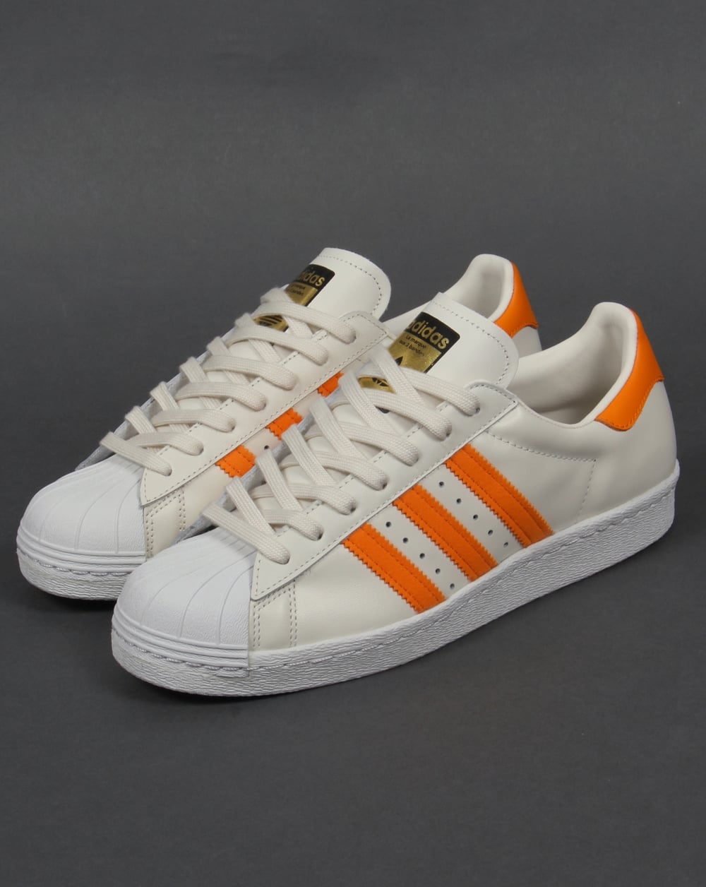 Adidas Superstar 80s Trainers Off White/Orange