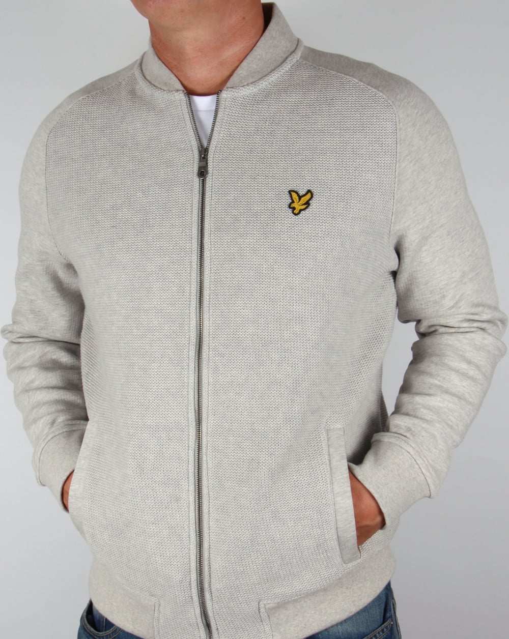 Lyle And Scott Double Faced Bomber Light Grey Marl