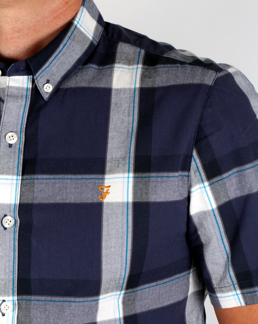 Farah Herne Check Shirt Navy