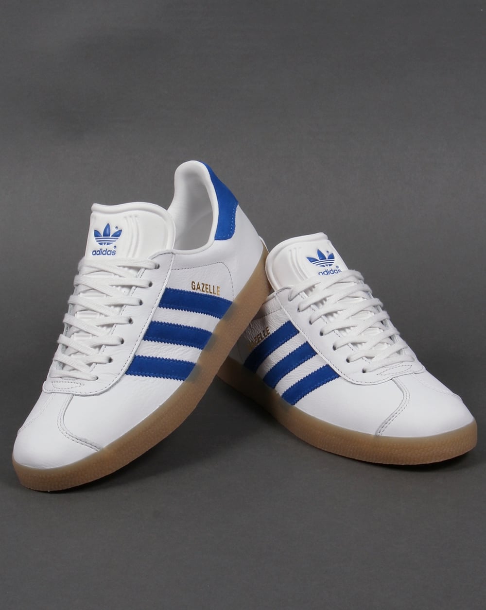 Adidas Gazelle Leather Trainers White/Royal Gum