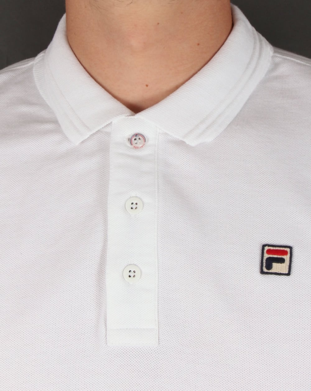 Fila Vintage Padola Long Sleeve Polo Shirt White