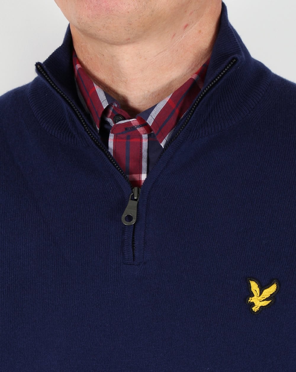 Lyle And Scott Quarter Zip Cotton Merino Jumper Navy