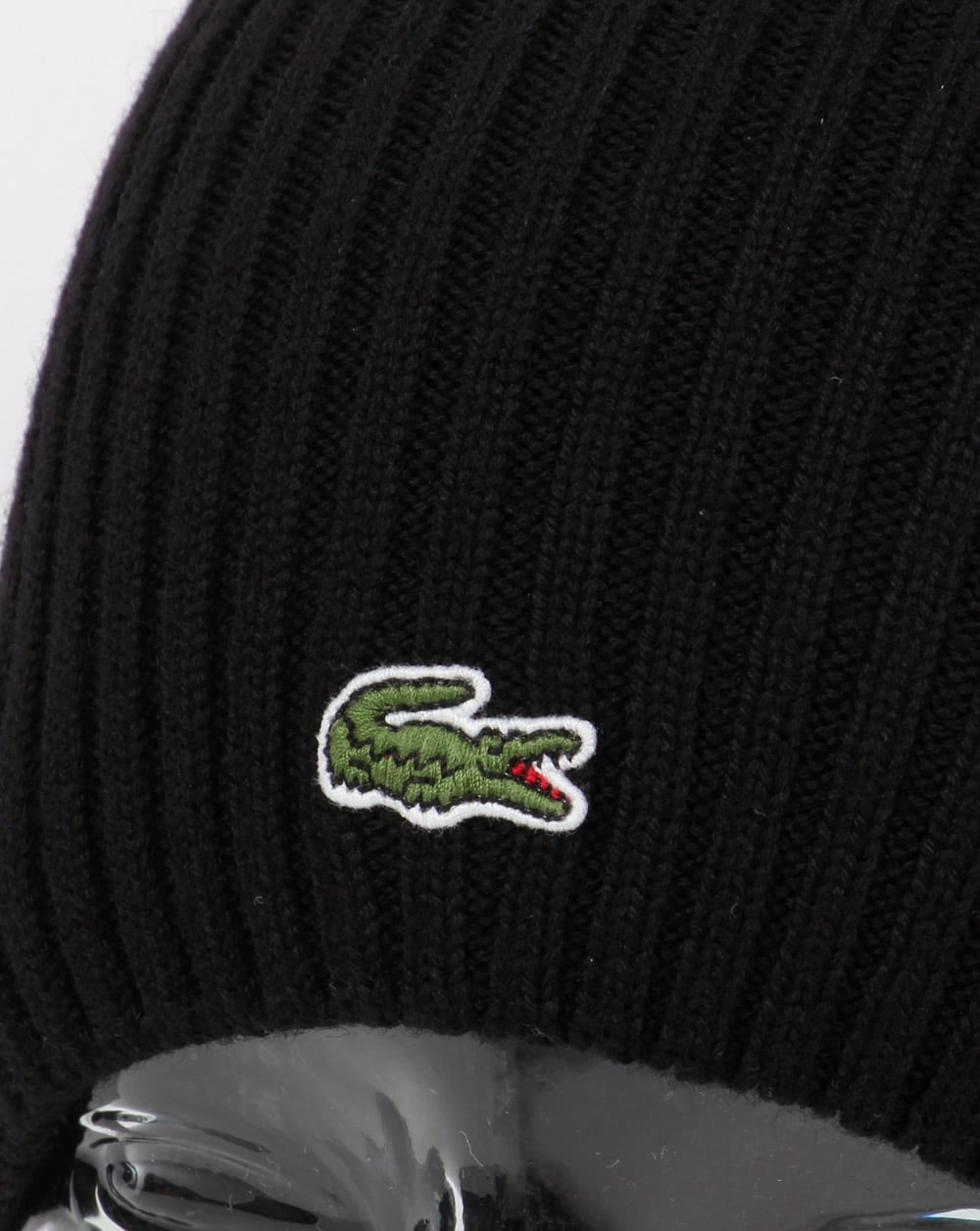 Lacoste Ribbed Wool Beanie Black