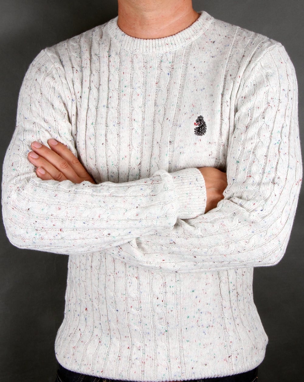 Luke Horton Cable Knit Jumper Antique White