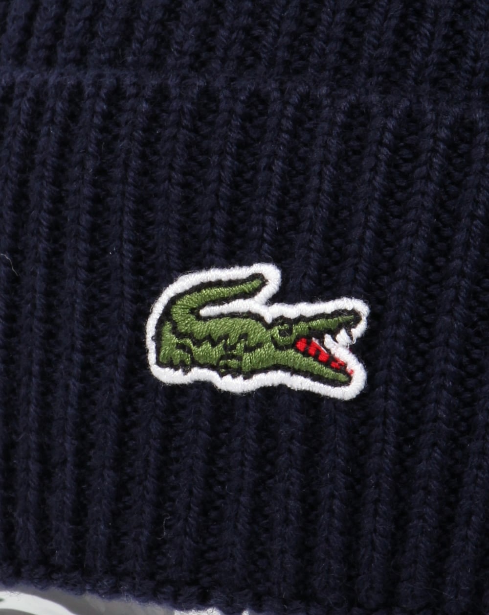 Lacoste Turn Up Ribbed Wool Beanie Navy