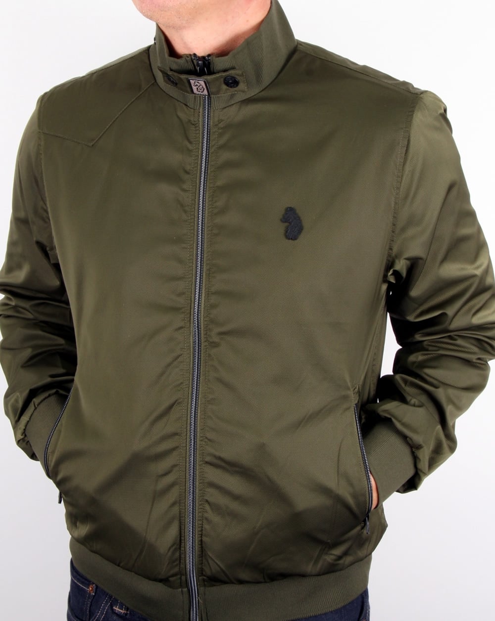 Luke Fluff Nut Funnel Neck Bomber Jacket Khaki