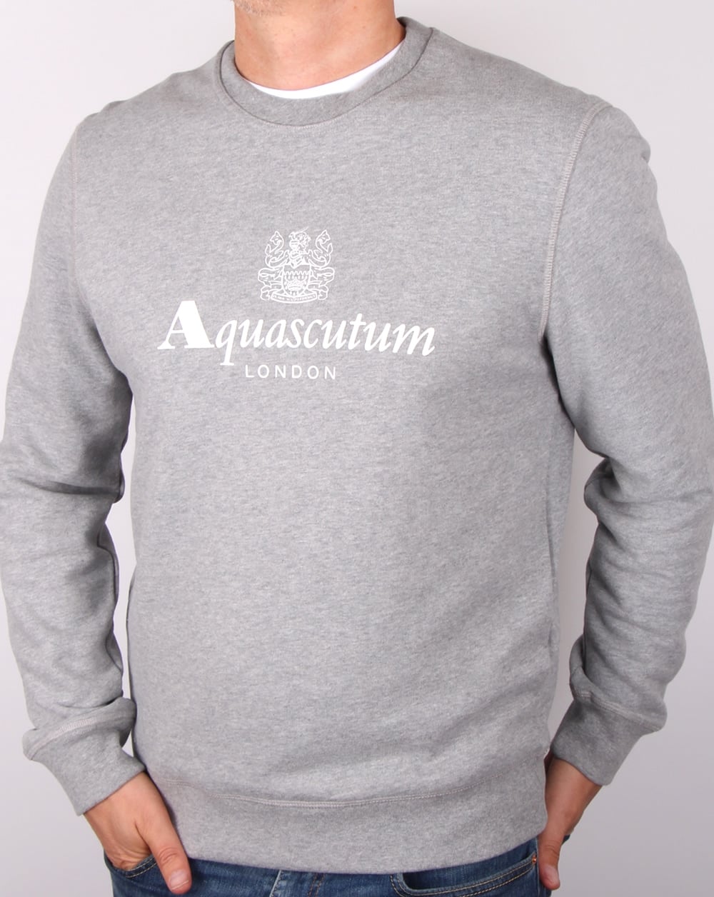 Aquascutum Henry Crew Neck Sweatshirt Grey Marl