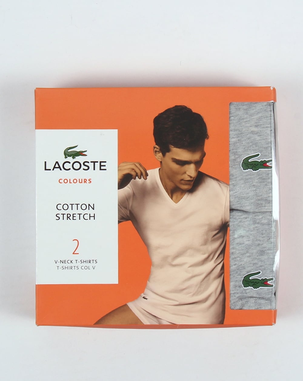 Lacoste Twin Pack V Neck T Shirts Grey