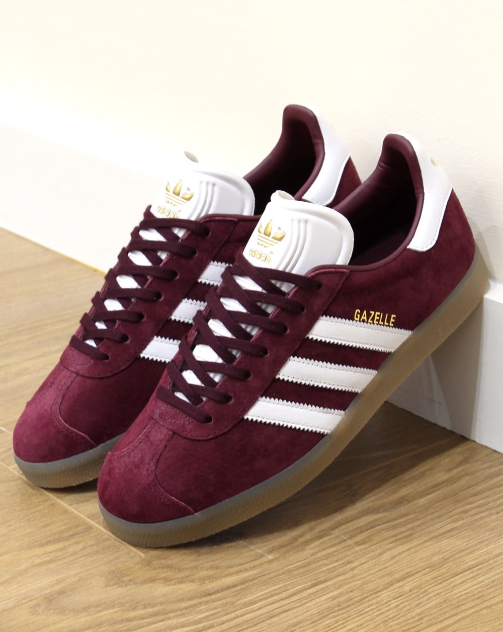 Adidas Gazelle Trainers Maroon/White/Gum – 80's Casual Classics