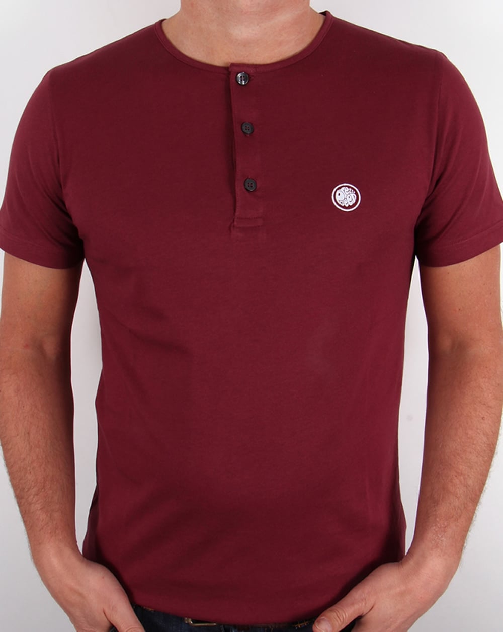 Pretty Green Grandad Tee Maroon
