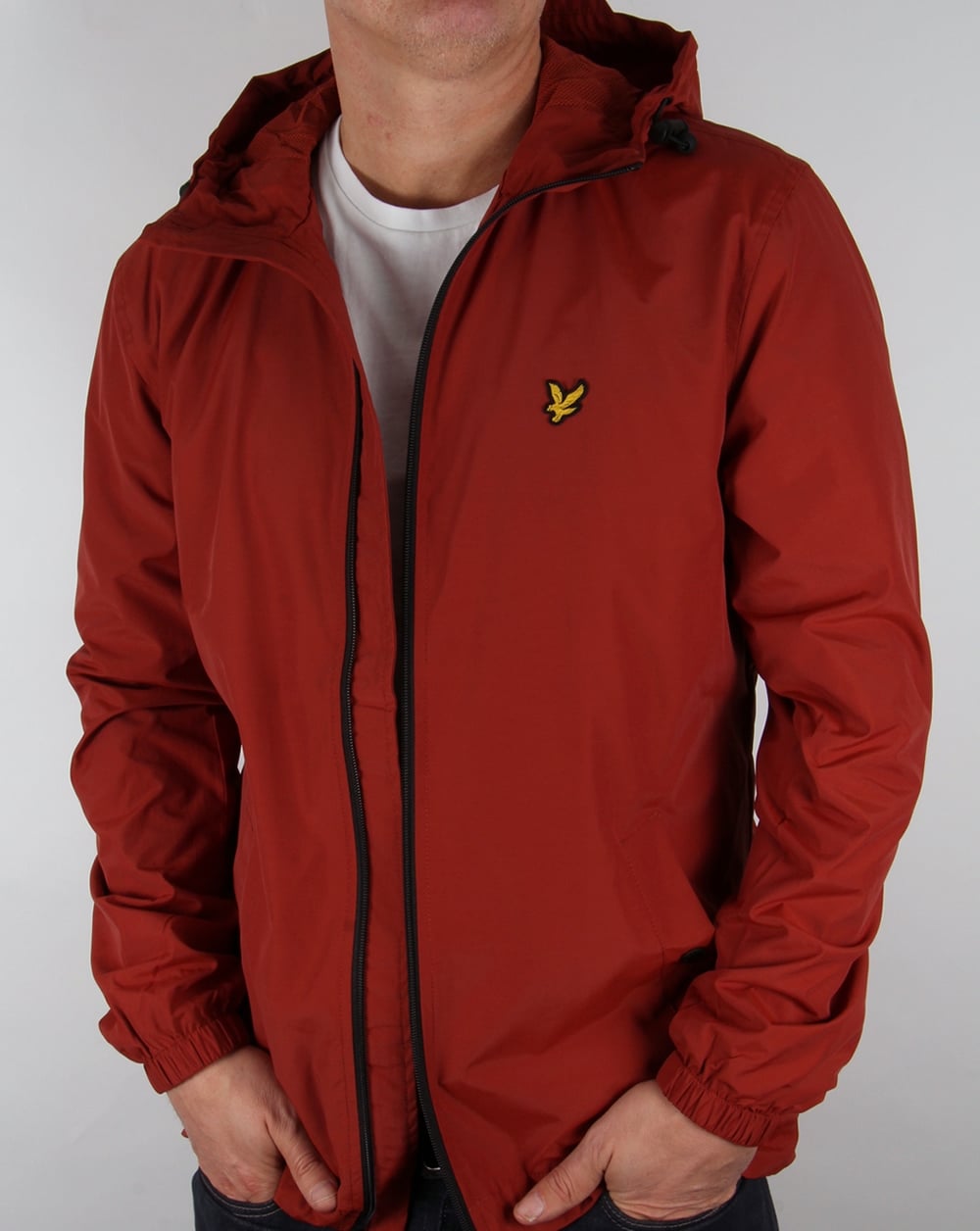 Lyle And Scott Zip Through Hooded Jacket Burnt Redwood