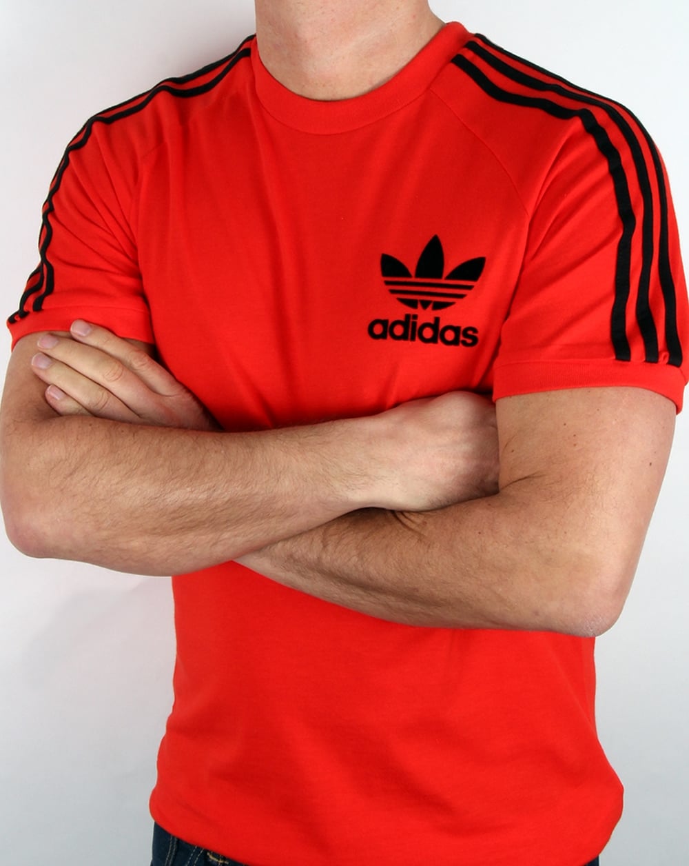 Adidas Originals Retro 3 Stripe T Shirt Core Red