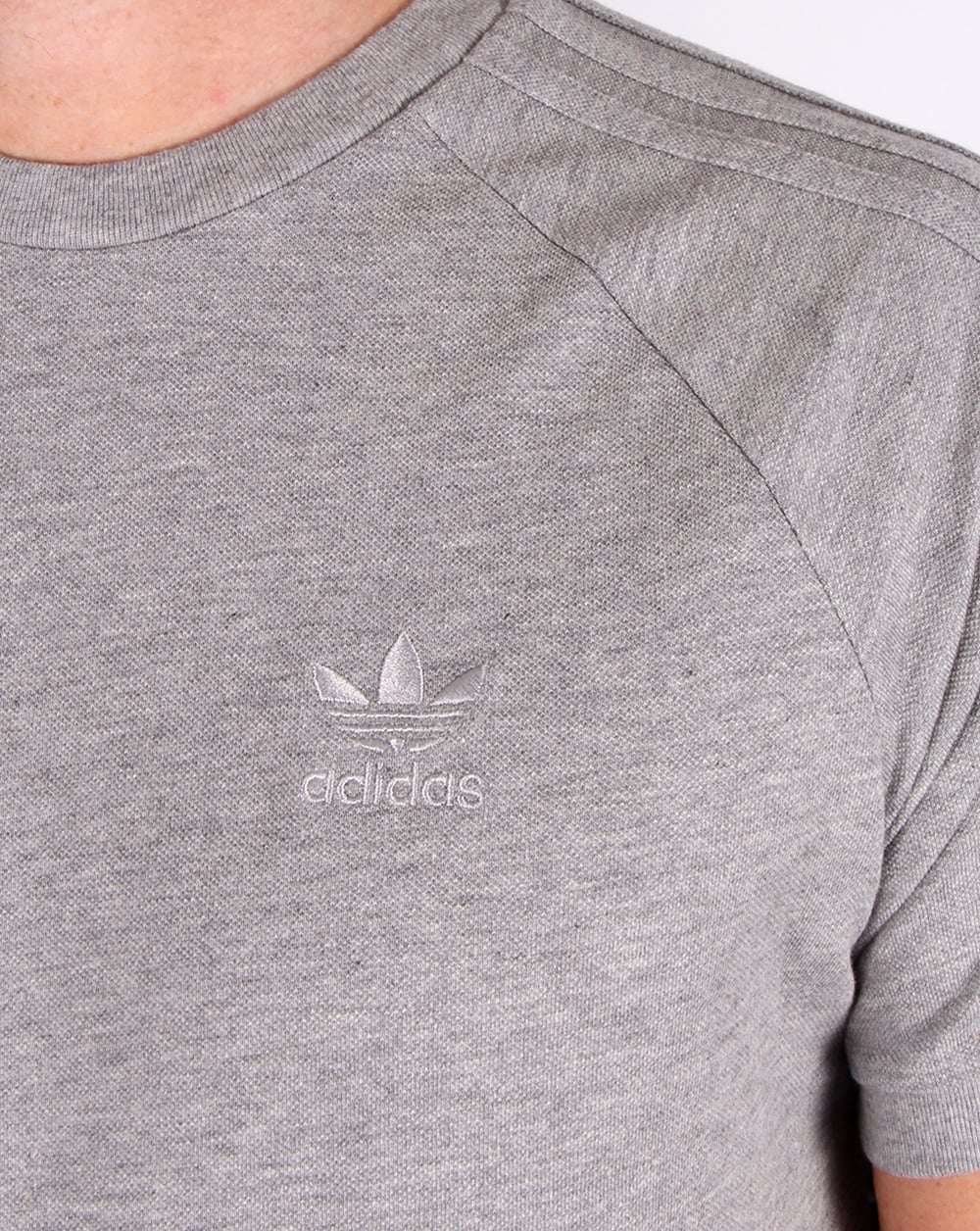 Adidas Originals Triple Stripe T Shirt Grey Heather