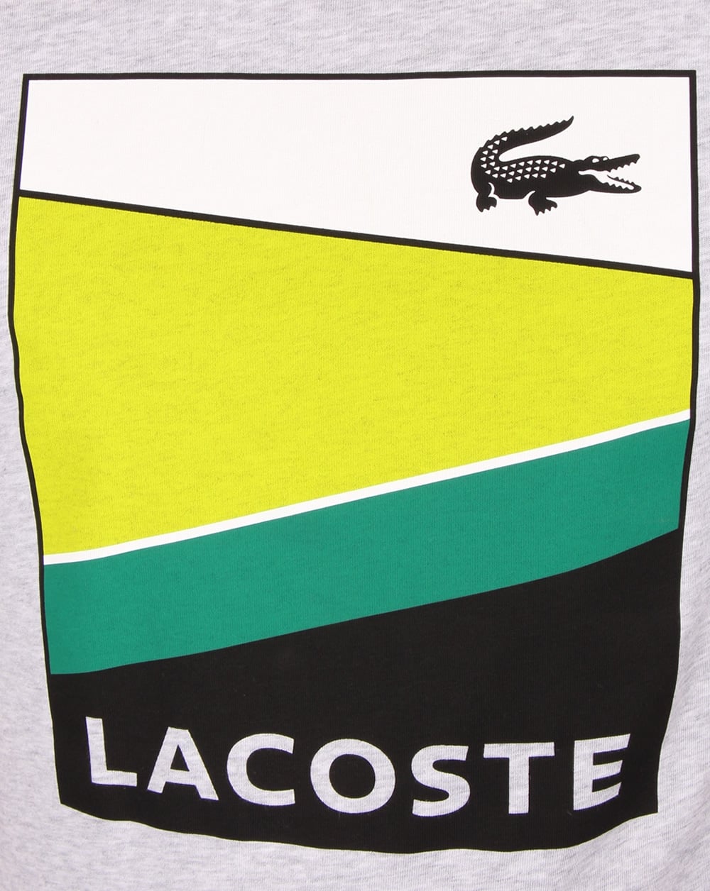 Lacoste Geometric Print T Shirt Silver Chine/white