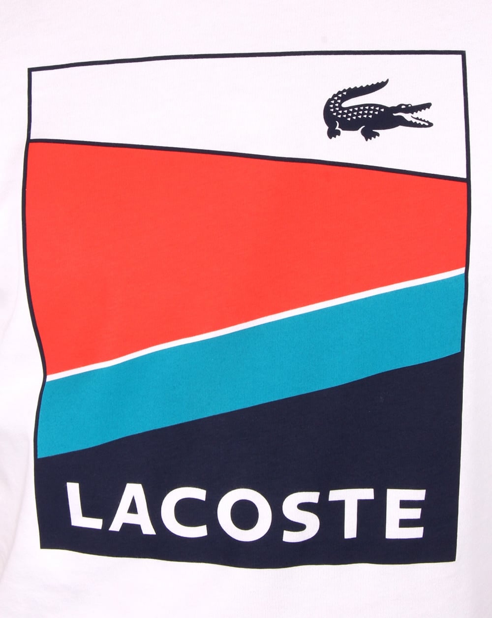 Lacoste Geometric Print T Shirt White/etna Red