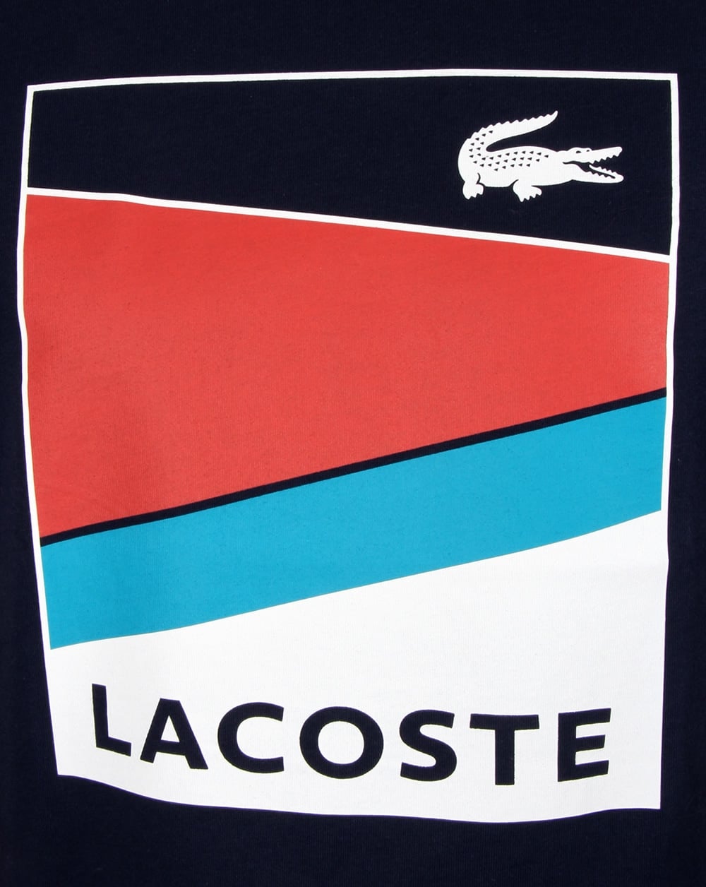 Lacoste Geometric Print T Shirt Navy/etna Red