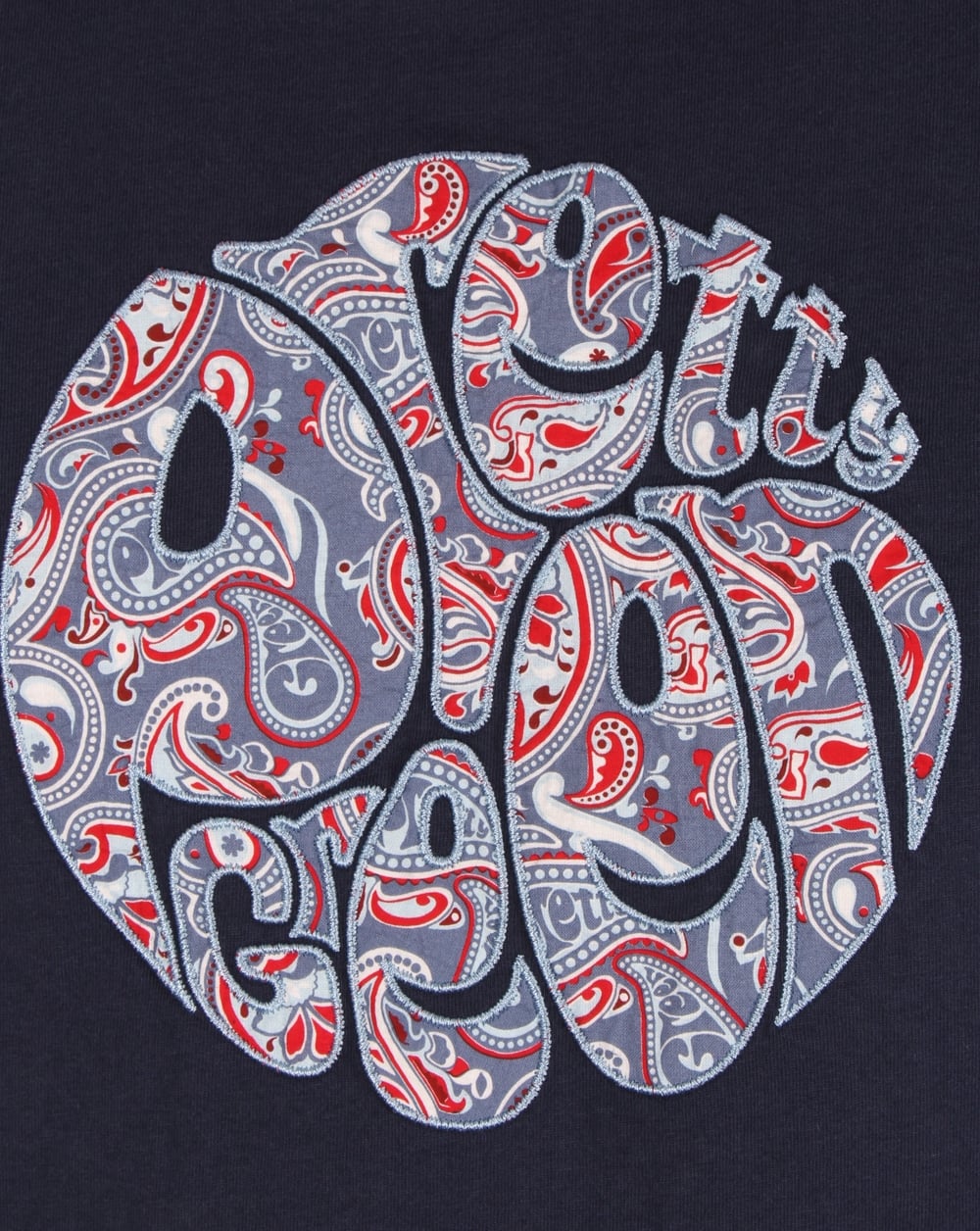 Pretty Green Camley Paisley Applique T Shirt Navy