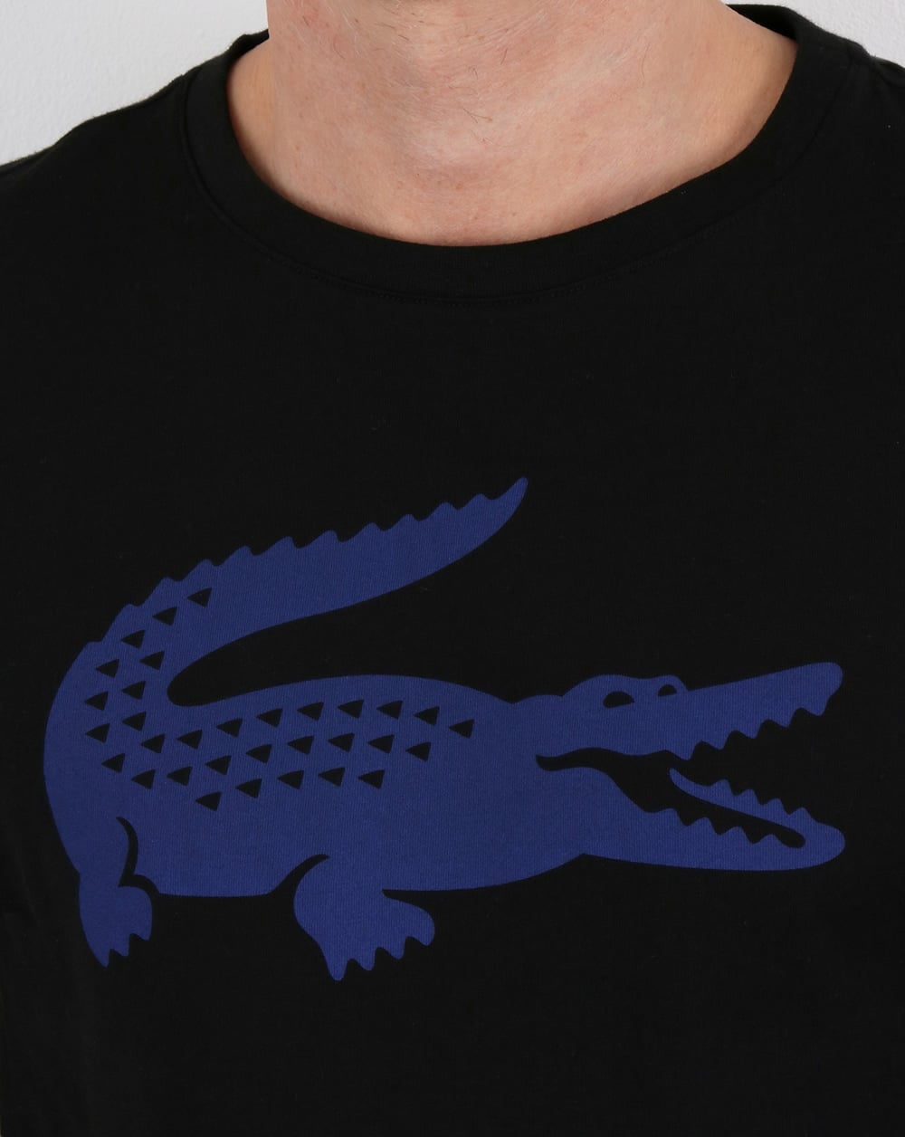 Lacoste Croc Print T Shirt Black/French Blue