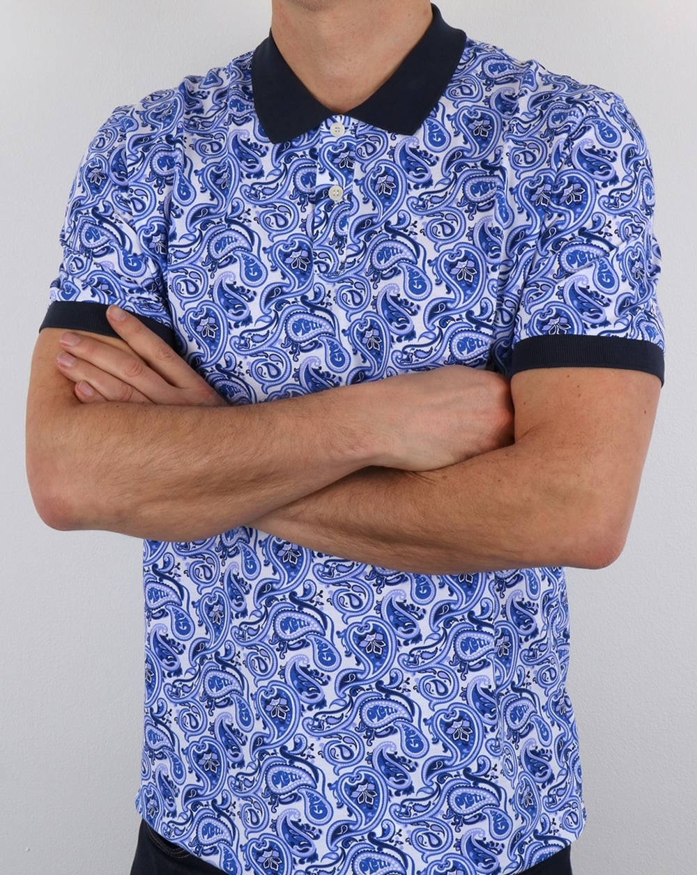 Pretty Green Caversham Paisley Polo Shirt Blue