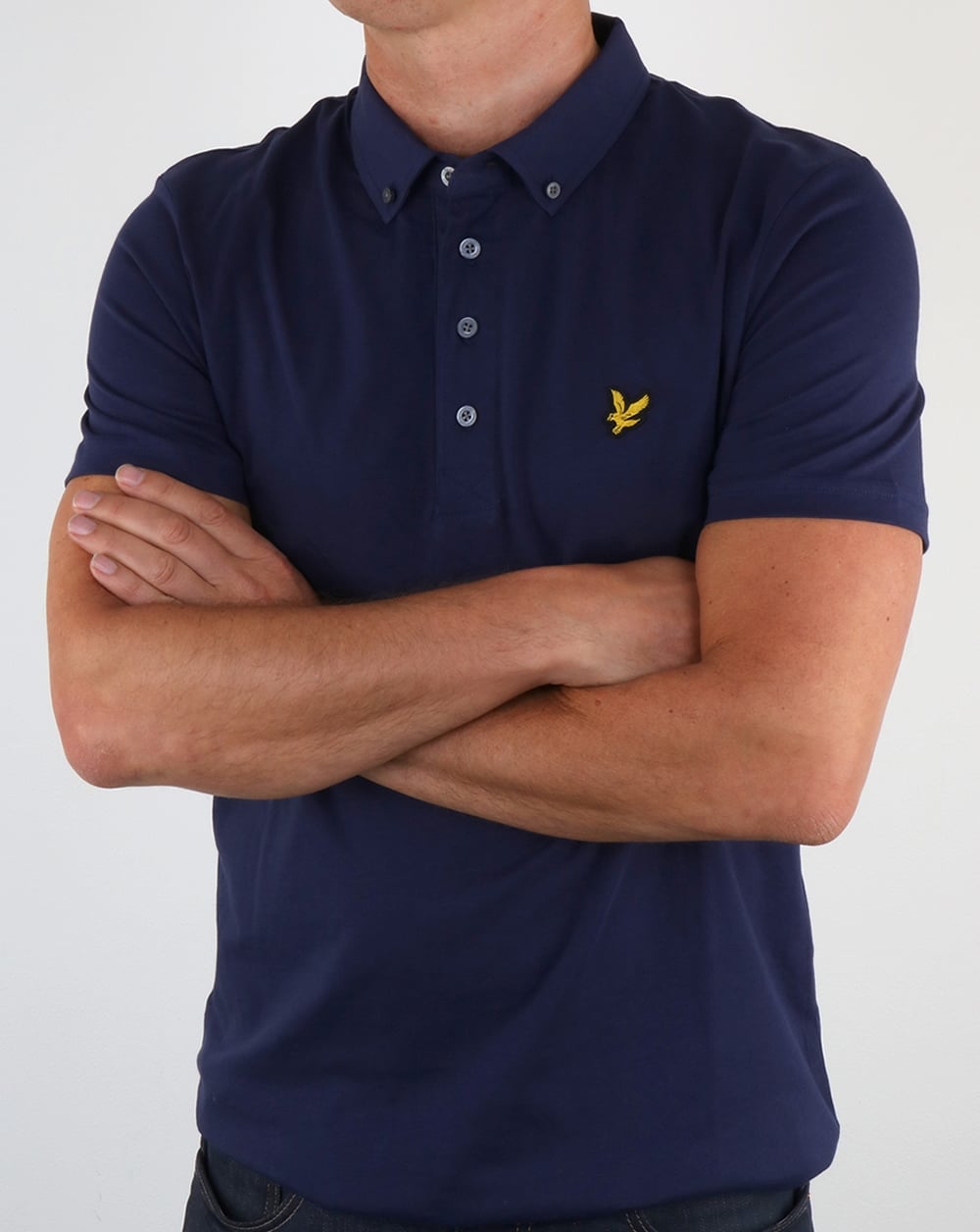 Lyle And Scott Button Down Polo Shirt Navy