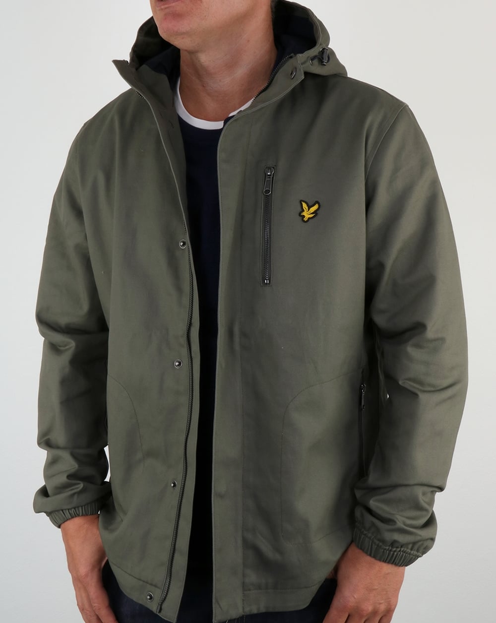 Lyle And Scott Hooded Curved Hem Jacket Dusty Olive