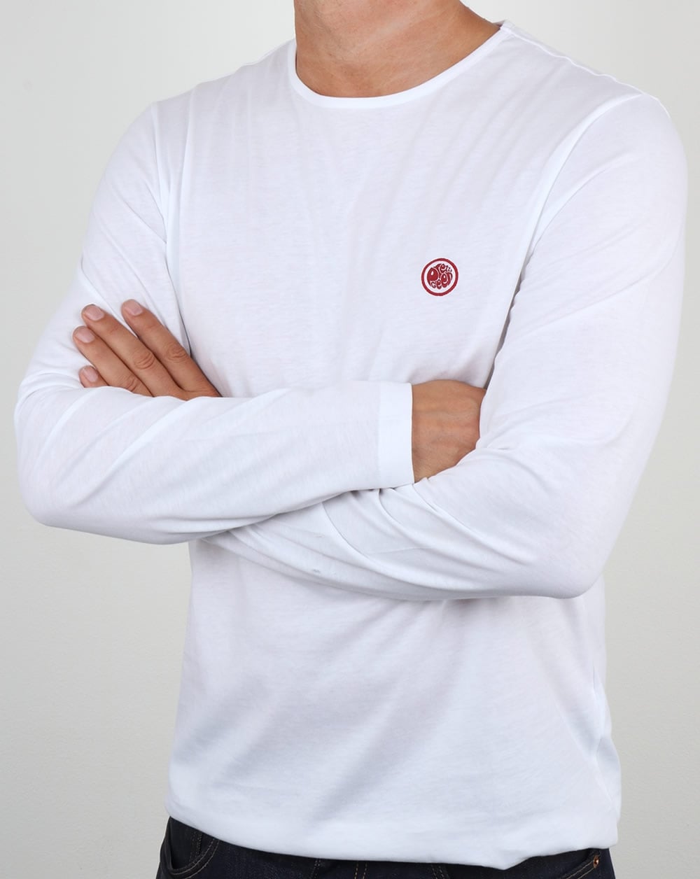 Pretty Green Mitchell Long Sleeve T Shirt White