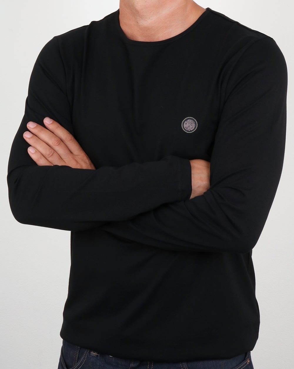Pretty Green Mitchell Long Sleeve T Shirt Black