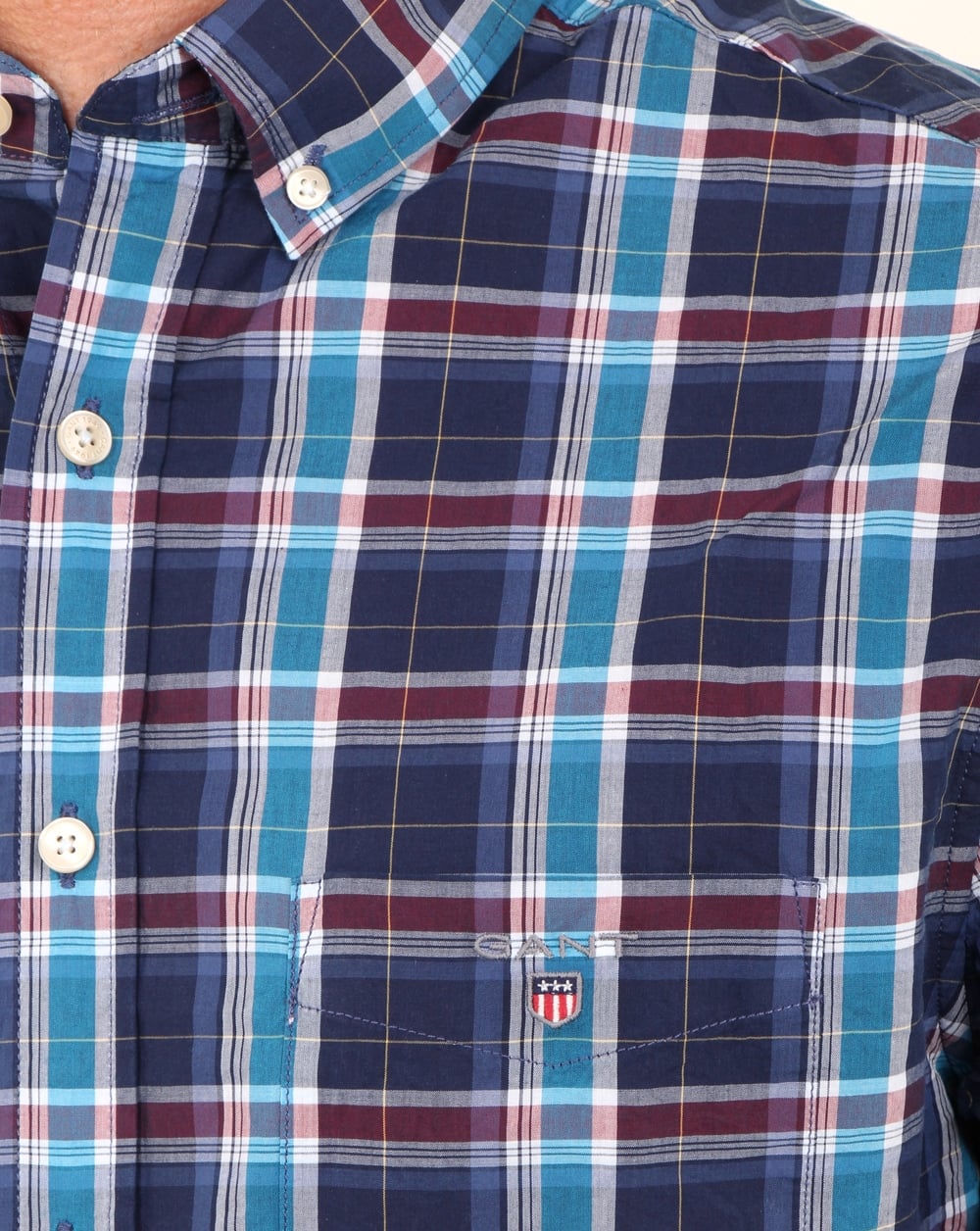 Gant Broadcloth Check Shirt Dark Indigo