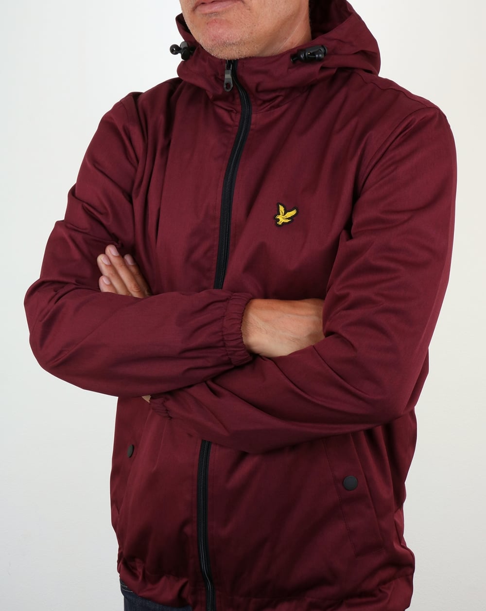 Lyle And Scott Zip Through Hooded Jacket Claret Marl