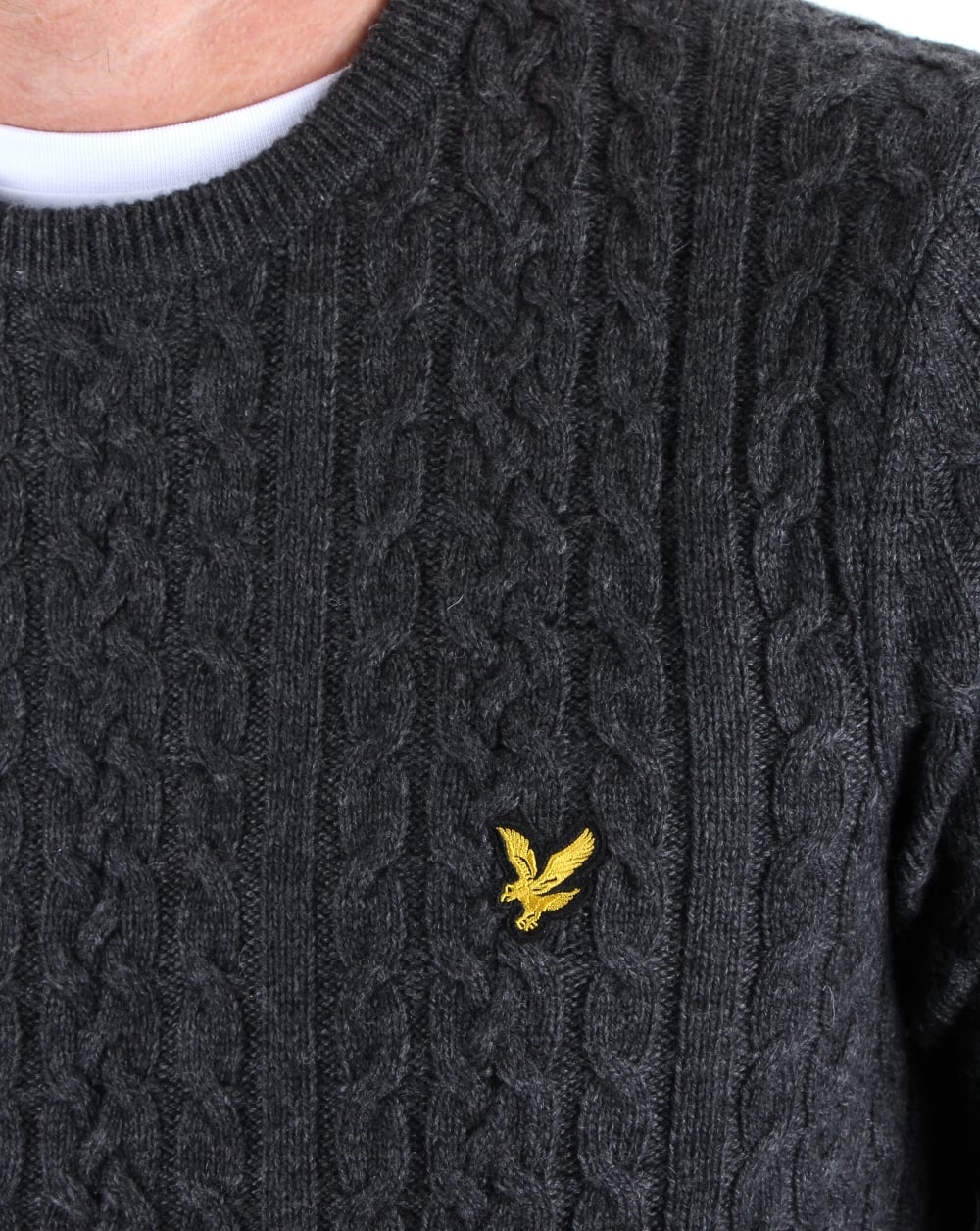 Lyle And Scott Cable Jumper Charcoal Marl