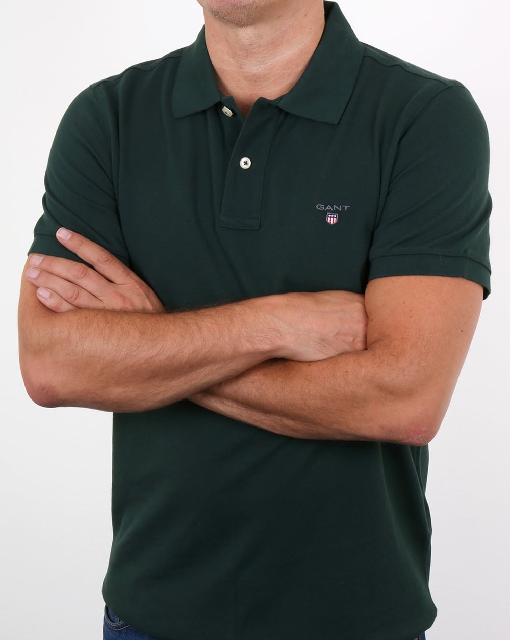 Gant Pique Rugger Polo Tartan Green