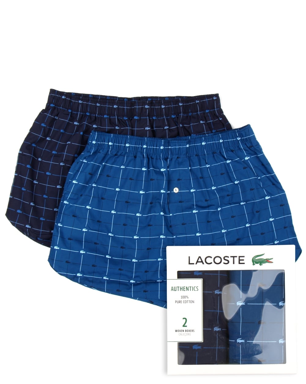 Lacoste Twin Pack Woven Boxer Shorts Navy/blue