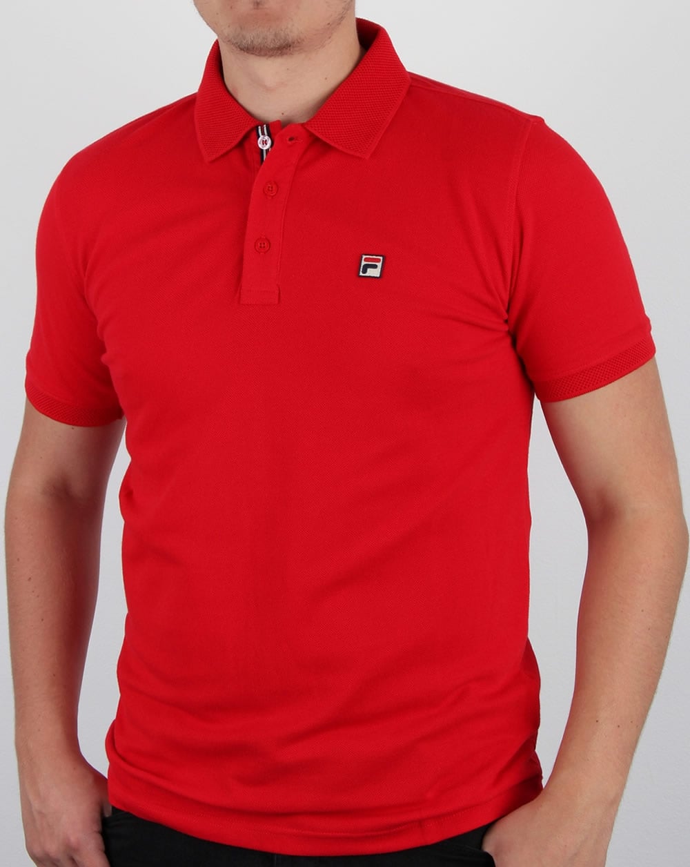 Fila Vintage F logo Polo Shirt Red