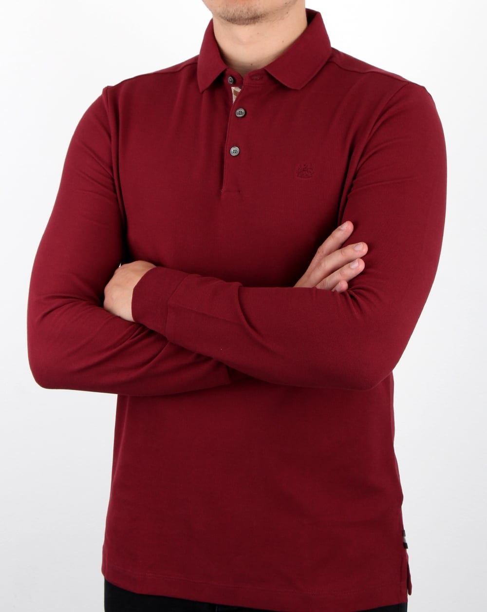 Aquascutum Hillington Long Sleeve Polo Shirt Bordeaux